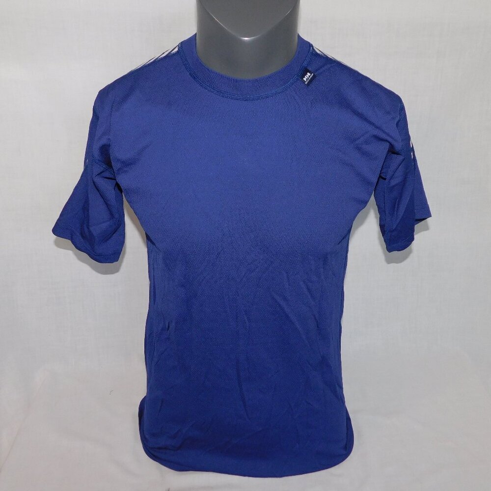 Helly Hansen Blue White HH LIFA stripe Short Sleeve Base Layer T Shirt Mens XL